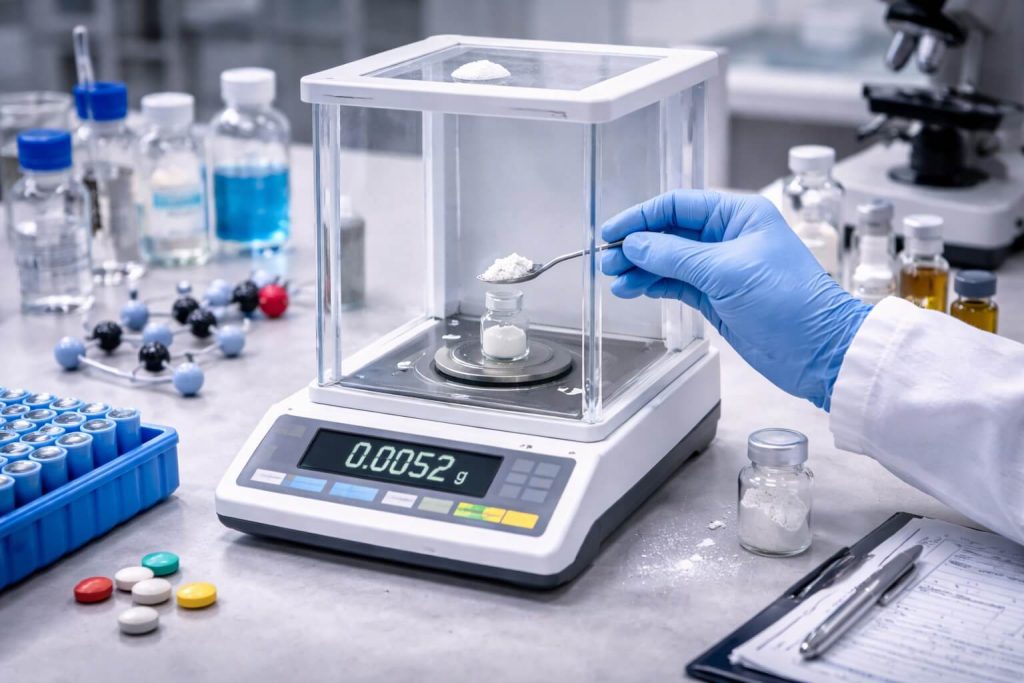 Timbangan mikro untuk menimbang bahan aktif obat
