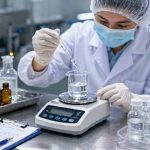 Memastikan dosis obat cair dengan timbangan digital presisi sesuai standar farmasi