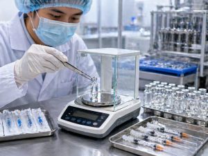 Timbangan di Industri Alat Kesehatan seperti Jarum Suntik dan Vial untuk Kontrol Mutu