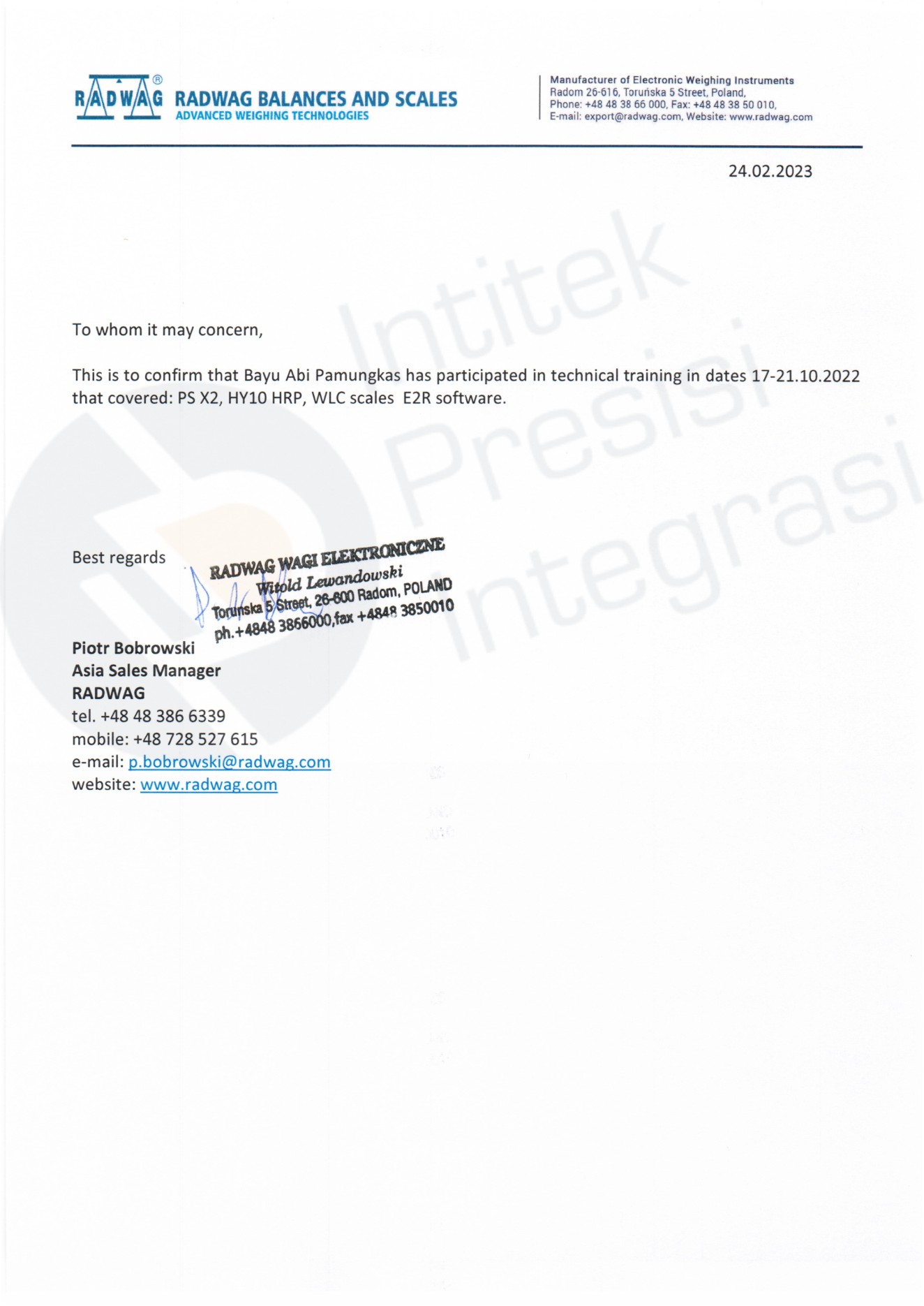 Kompetensi tim teknis Intitek
