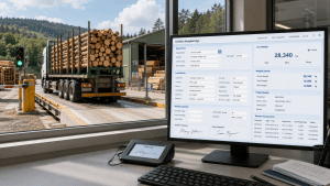 Tampilan weighbridge software untuk pencatatan transaksi dan tiket timbang kendaraan